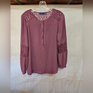 Apt. 9 Women's Mauve Lace Accent Blouse